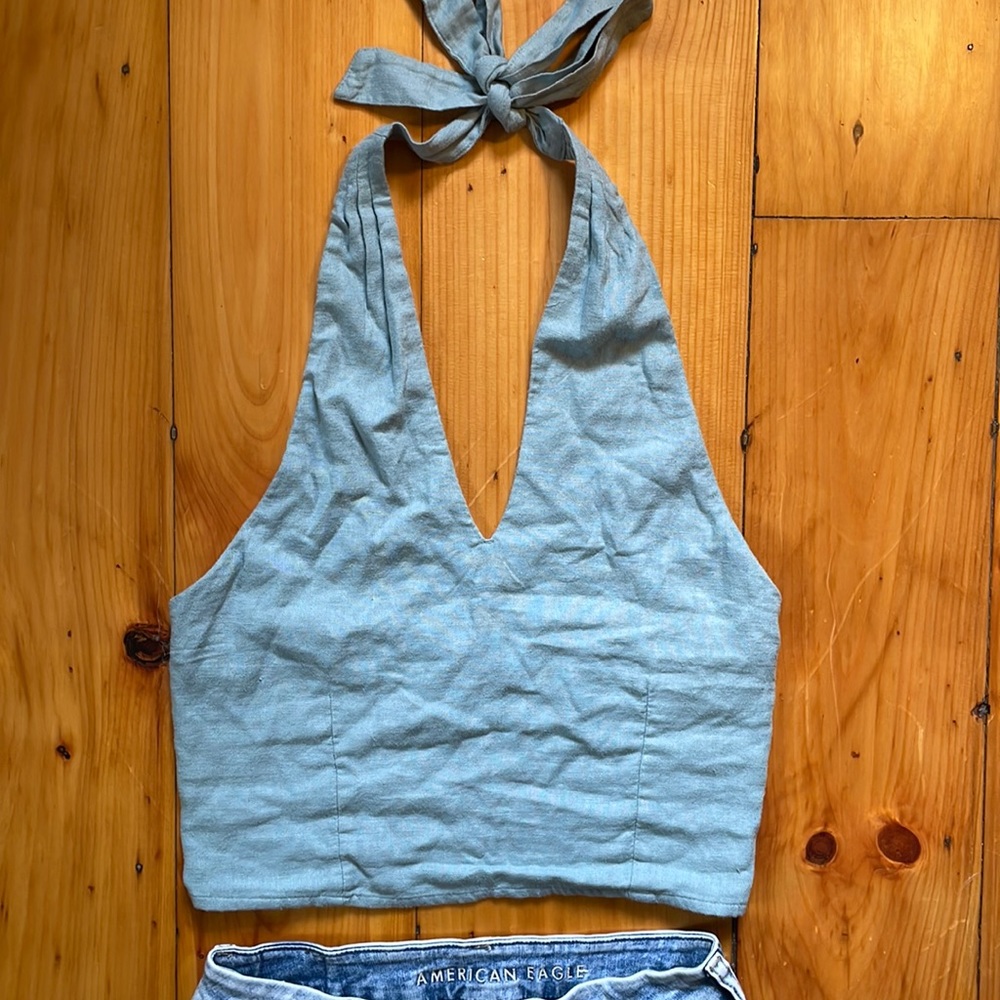 Abercrombie & Fitch Light Blue Halter Crop Top